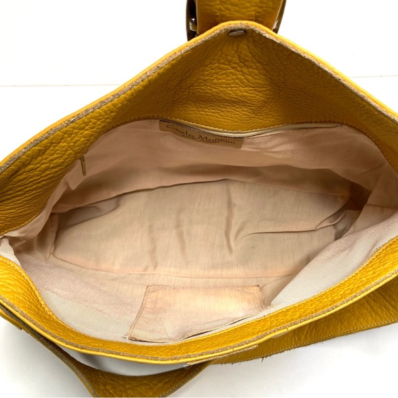 CARLA MANCINI Yellow Leather Shoulder Satchel Bag - Picture 13 of 16